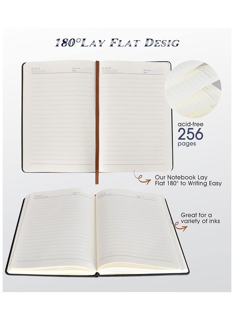 256 s Lined Notebook, A5 Hardcover Leather Journals for Men and Women to Writing,Travel, Business, Work  School,College Ruled Notebooks for Note Taking, Diary Notepad 5.7×8.3(Black) - Image 4